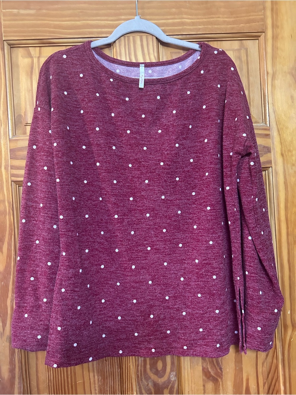 My Story Maroon Polka Dot Pullover Sweatshirt